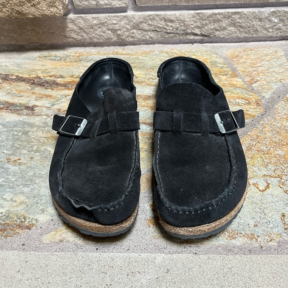 Birkenstock Buckley Clog Shoes Black Suede Leather 38 7 - Picture 4 of 11
